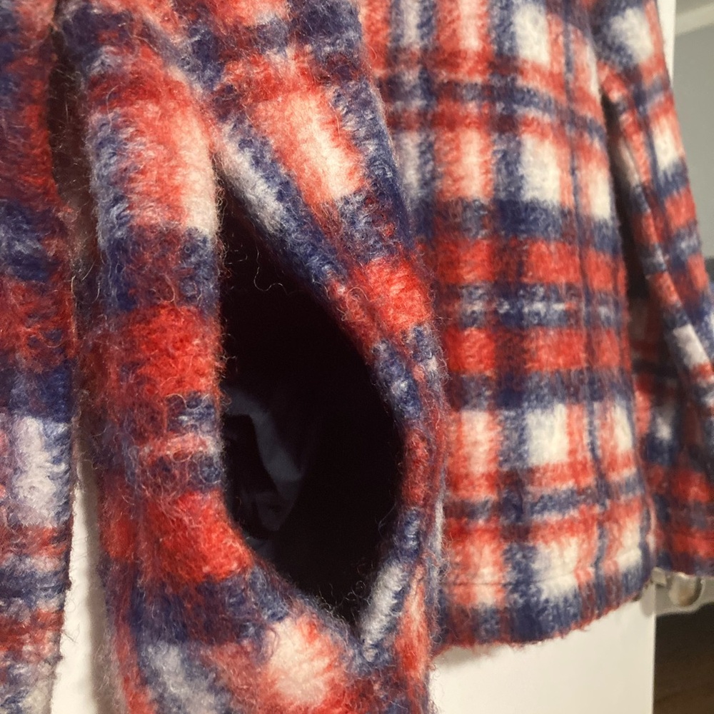 MADEWELL Sweater Brushed Plaid Wool Blend Pullover with Pockets Women's Size Xs - Picture 5 of 5